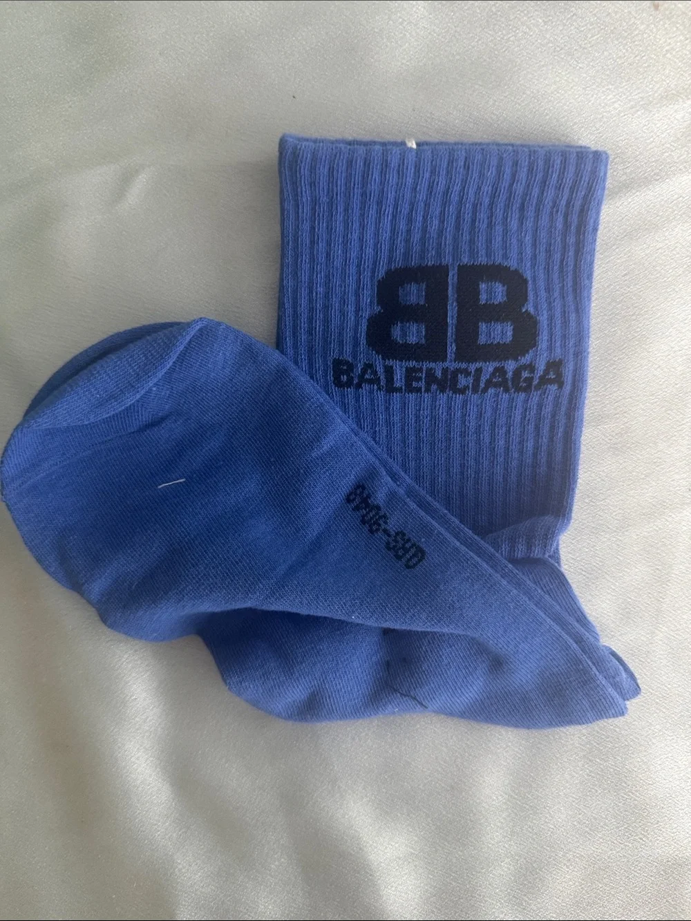 New! Balenciaga Blue Crew Socks with Black Logo - Men's